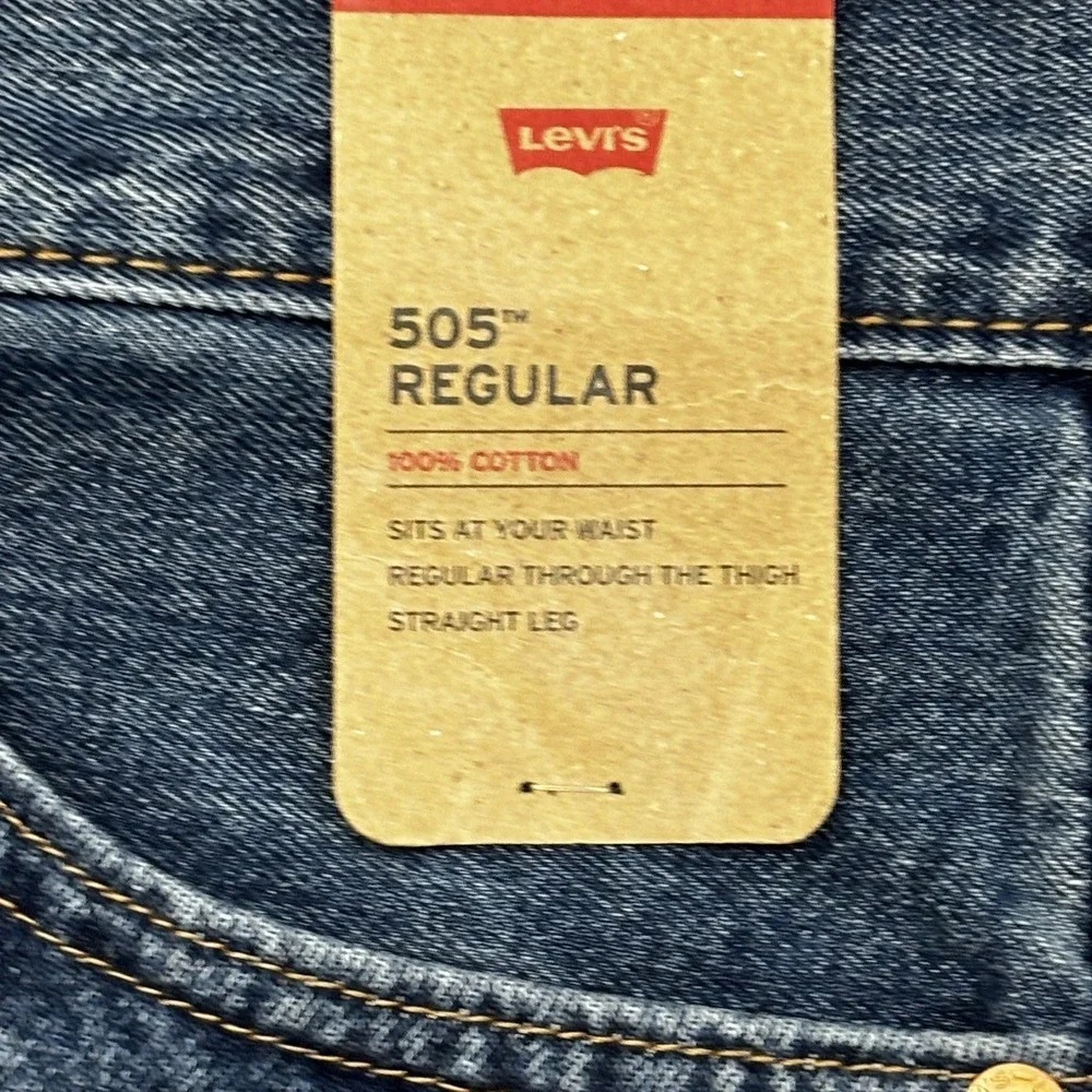 Levis 505 Regular Fit Jeans Medium Blue Stonewash Straight Leg Sz 33X34